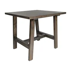 Merrick Lane Mabel Farmhouse Trestle End Table, Solid Wood Rustic Accent Table Dark Gray