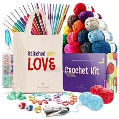 Crochet Kit for Beginners Adults &ndash; Beginner Crochet Kit for Adults and Kids, Learn to Crochet Kits for Adults Beginner and Professionals &ndash; 73 Piece Crochet Set with Crochet Yarn and Crochet Hook Set