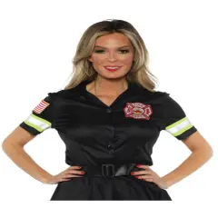 Women's Black Firefighter Fire Department Shirt Costume