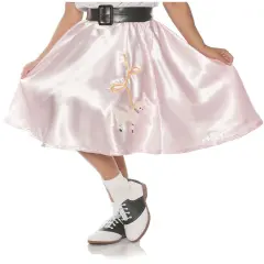 Women's 50s Pink Satin Poodle Skirt Costume