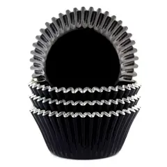 Eoonfirst Foil Metallic Cupcake Liners Halloween Party Standard Baking Cups 100 Pcs (Black)