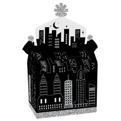 Big Dot of Happiness Nighttime City Skyline - Treat Box Party Favors - New York Party Goodie Gable Boxes - Set of 12