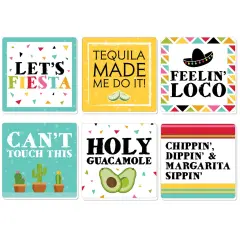 Big Dot of Happiness Let's Fiesta - Funny Fiesta Decorations - Drink Coasters - Set of 6