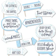 Big Dot of Happiness Funny It's Twin Boys - Blue Twins Baby Shower Photo Booth Props Kit - 10 Piece