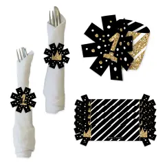 Big Dot of Happiness 1st Birthday Little Mr. Onederful - Boy First Birthday Party Paper Napkin Holder - Napkin Rings - Set of 24