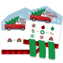 Big Dot of Happiness Merry Little Christmas Tree - Red Truck Christmas Party Game Pickle Cards - Pull Tabs 3-in-a-Row - Set of 12