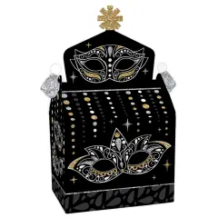 Big Dot of Happiness Masquerade - Treat Box Party Favors - Carnival Mask Party Goodie Gable Boxes - Set of 12