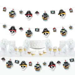Big Dot of Happiness Pirate Ship Adventures - Skull Birthday Party DIY Decorations - Clothespin Garland Banner - 44 Pieces