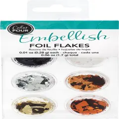 American Crafts Color Pour Foil Flakes .1oz-Metallic, 6/Pkg
