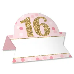 Big Dot of Happiness Sweet 16 - 16th Birthday Party Tent Buffet Card - Table Setting Name Place Cards - Set of 24