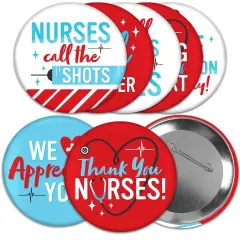 Big Dot of Happiness Thank You Nurses - 3 inch Nurse Appreciation Week Badge - Pinback Buttons - Set of 8