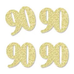 Big Dot of Happiness Gold Glitter 90 - No-Mess Real Gold Glitter Cut-Out Numbers - 90th Birthday Party Confetti - Set of 24