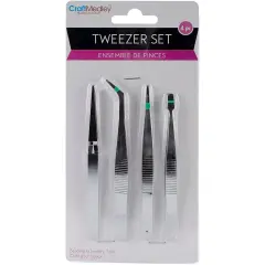 Craft Medley Tweezers 4/Pkg-4.75"
