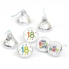 Big Dot of Happiness 18th Birthday - Cheerful Happy Birthday - Eighteenth Round Candy Sticker Favors - Labels Fits Chocolate Candy (1 sheet of 108)