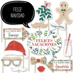 Big Dot of Happiness Feliz Navidad - Holiday and Spanish Christmas Party Photo Booth Props Kit - 20 Count
