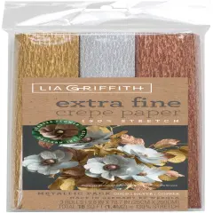 Lia Griffith Extra Fine Crepe Paper 3/Pkg-Metallic