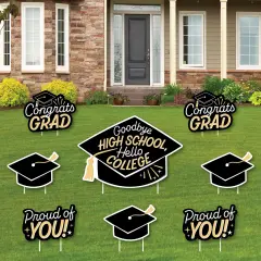 Big Dot of Happiness Hello College Outdoor Decorations - Graduation Yard Signs - Set of 8