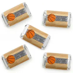 Big Dot of Happiness Nothin' but Net - Basketball - Mini Candy Bar Wrapper Stickers - Baby Shower or Birthday Party Small Favors - 40 Count