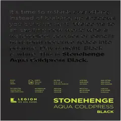 Stonehenge Aqua Block Coldpress Pad 10"X14" 15 Sheets/Pkg-Black 140lb