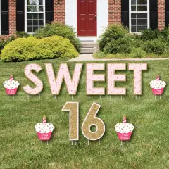 Big Dot of Happiness Sweet 16 - Yard Sign Outdoor Lawn Decorations - Happy Birthday Yard Signs
