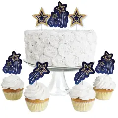 Big Dot of Happiness Starry Skies - Dessert Cupcake Toppers - Gold Celestial Party Clear Treat Picks - Set of 24