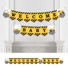Big Dot of Happiness Dig It - Construction Party Zone - Baby Shower Bunting Banner - Party Decorations - Welcome Baby