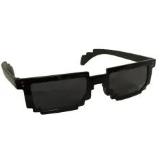 Black 80's 8-Bit Pixelated Videogame Pixels Sunglasses Costume Accessory