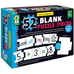 Write-On/Wipe-Off: 52 Blank Puzzle Pieces Manipulatives, Early Childhood, Grade PK-2