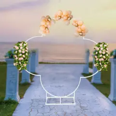 Metal Wedding Arch Backdrop Stand Clover Frame Party Garden Flower Rack White