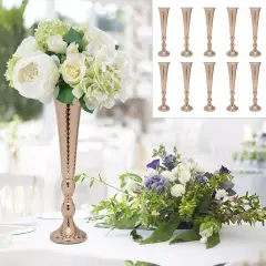 10Pcs Gold Flower Vases Wedding Table Centerpieces 20.5"
