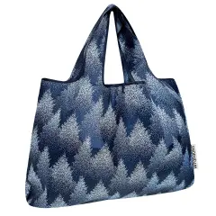 Wrapables Large Foldable Tote Nylon Reusable Grocery Bags, Winter Wonderland