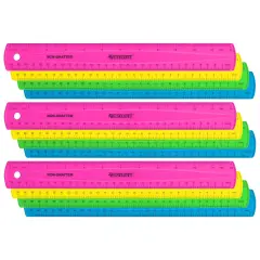 12" Shatterproof Ruler with Anti-Microbial, Assorted Translucent Colors (No Color Choice), Pack of 12