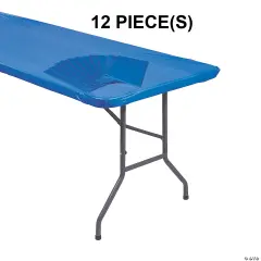 Fitted Plastic Tablecloths Bulk 12 Pc. 8 Ft. Royal blue