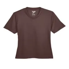 Team&reg; Ladies Zone Performance V-Neck Short Sleeve T-Shirt Sport Dark Brown