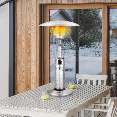 11000 BTU Portable Tabletop Patio Stainless Steel Standing Propane Heater Silver