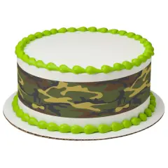 Green Camo Edible Cake Topper Image Strips