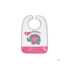 Pink Elephant Birthday Bib