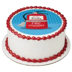 Fire Extinguisher Edible Cake Topper Image 7.5" Round