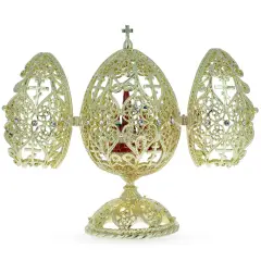 Bejeweled Orthodox Church Easter Egg Golden Figurine