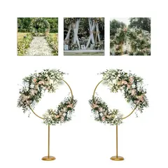 2pcs Balloon Lead Brackets Golden Metal Round Arch Stand for Wedding Party Decor
