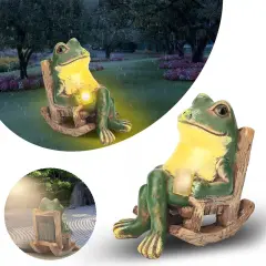 Frog Garden Statue Outdoor Figurine Lights Solar Garden Frog Ornament Decor Art