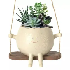 Swing Face Planter Pot Hanging Resin Head Succulent Creative Flower Pots Garden