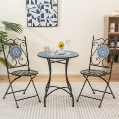 Set Of 2 Mosaic Chairs For Patio Metal Folding Chairs Design-A