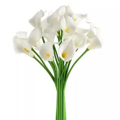 20 Artificial Calla Lily Flowers Real Touch Latex Bouquet