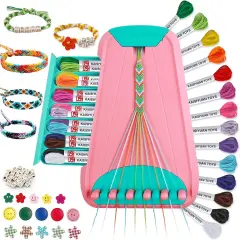 Friendship Bracelet Making Kit - Arts & Crafts Gift for Kids Ages 6-12 Pink/cyan