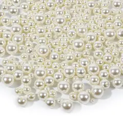 800 Pieces Ivory Pearl Craft Beads Loose Pearls for Jewelry Making, Crafts, Decoration and Vase Filler (Assorted Sizes)
