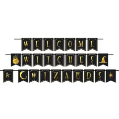 Beistle - Foil Welcome Witches & Wizards Streamer - 6" x 12' - 12 Pack