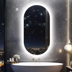 Wisfor Backlit Bathroom Mirror LED Light 3 Colors Anti-Fog Wall Vanity Mirror