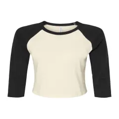 BELLA + CANVAS&reg; Women's Micro Rib Three-Quarter Raglan Baby Tee Natural/ Black