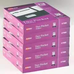 Avery Two Pocket Folders, Holds up to 40 Sheets, 25 Black Folders (47988) - 5 Pack